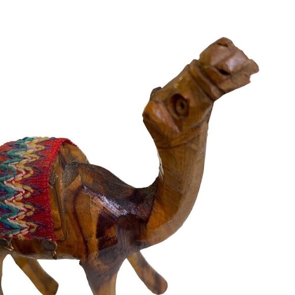 Hand Carved Wood Nativity Animal Camel Rustic Decor Xmas Vintage Primitive - Picture 3 of 5